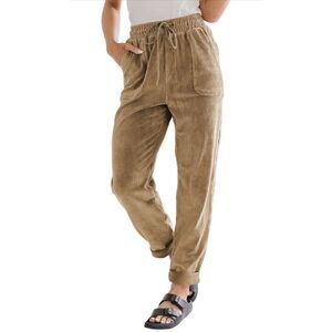 EVALESS Corduroy Casual Drawstring Elastic High Waist Straight Leg Pants sz‎ XL
